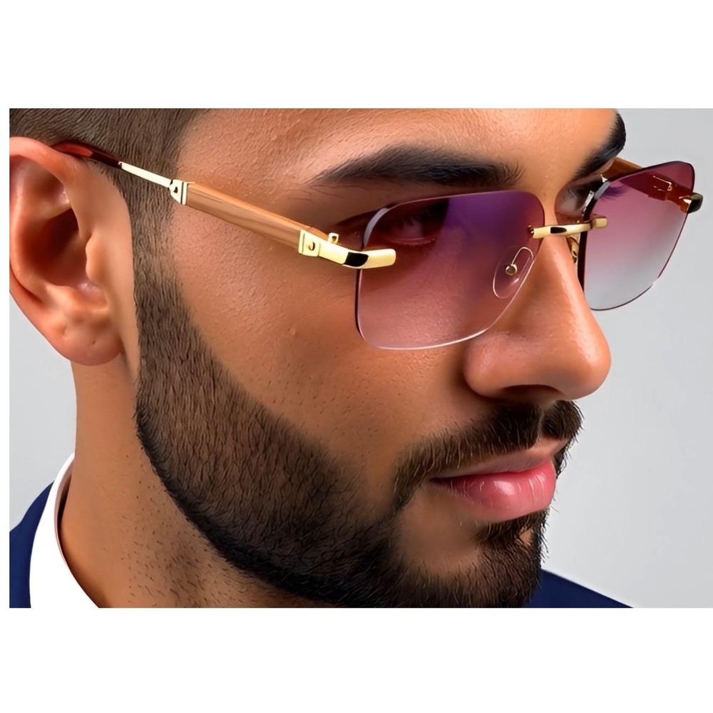 Pink Square‎ Sunglasses Aviator Men Sophisticated Retro Light Weight Elegant New